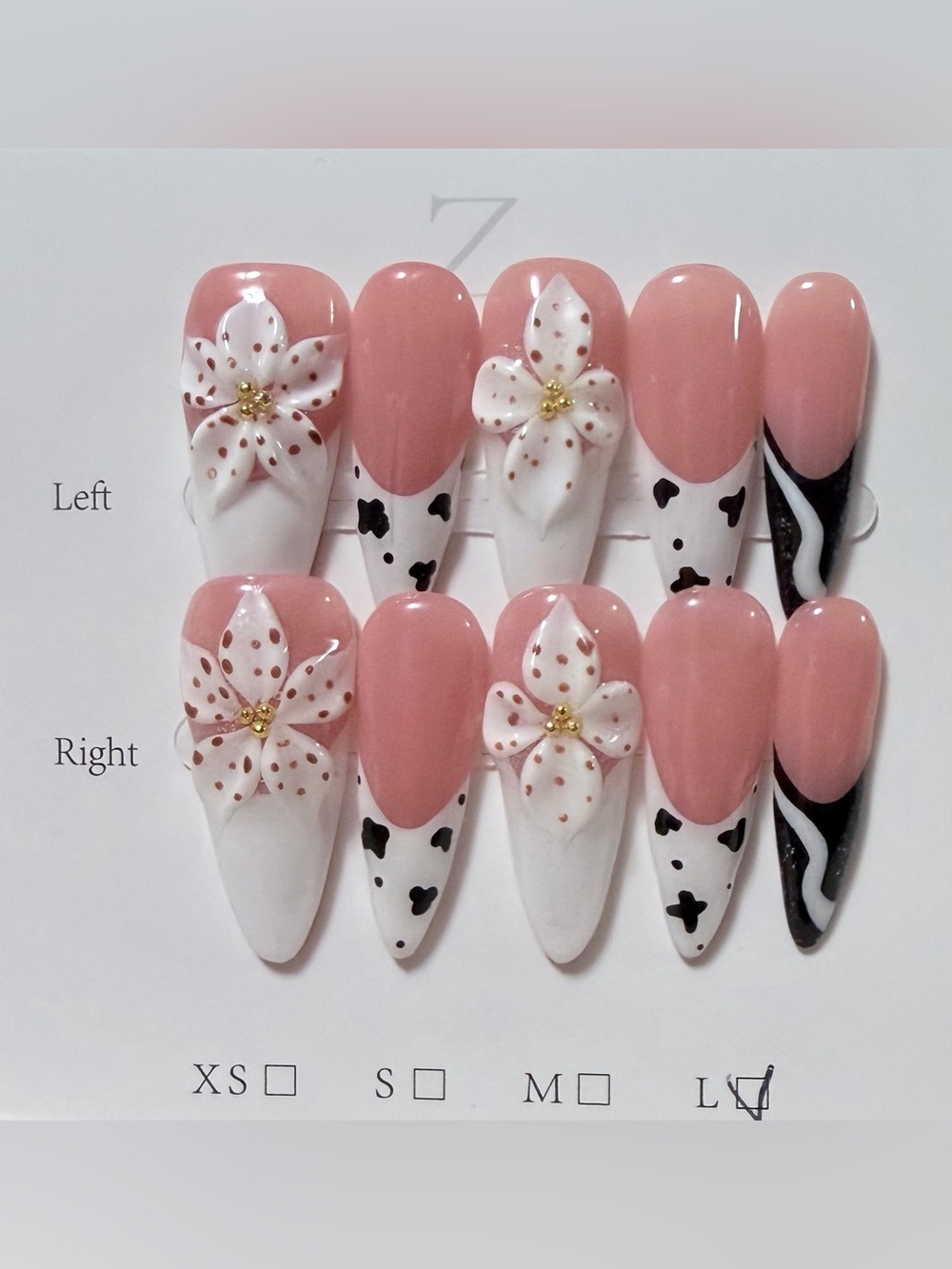 Pink and White Floral Press-On Nail Set